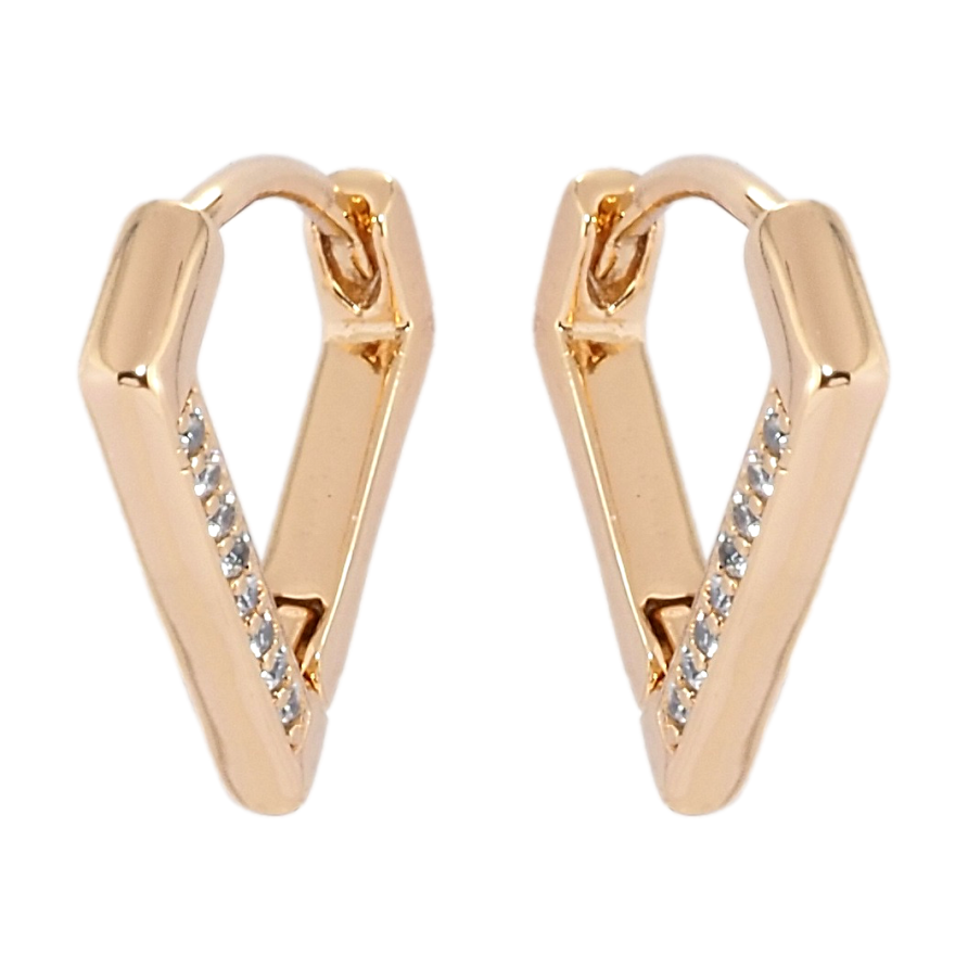Серьги Xuping Позолота 18K колечки Треугольники с дорожками циркония фото №1