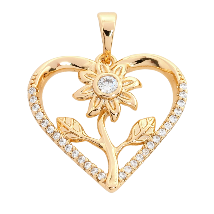 Кулон Xuping Позолота 18K Серце з квіточкою для ланцюжка до 5мм фото №22