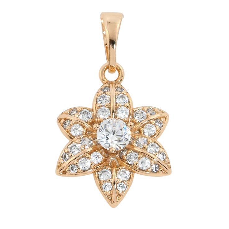 Кулон Xuping Позолота 18K Квітка інкрустація цирконієм для ланцюжка до 5мм фото №1 Кулон Xuping Позолота 18K Квітка інкрустація цирконієм для ланцюжка до 5мм фото №1