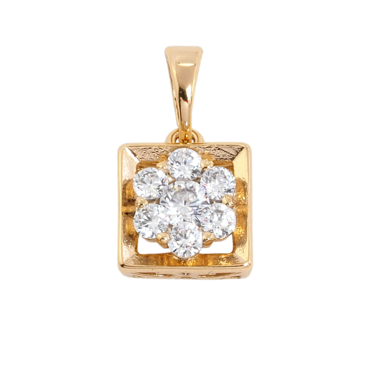 Кулон Xuping Позолота 18K Квадрат з кристальною квіточкою, 9х9мм для ланцюжка до 5мм фото №15