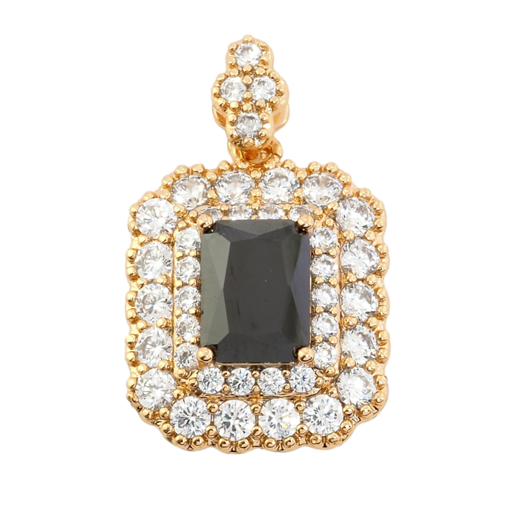 Кулон Xuping Позолота 18K Чорний фіаніт в обрамленні цирконію для ланцюжка до 2мм фото №9