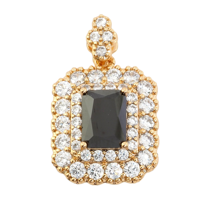 Кулон Xuping Позолота 18K Чорний фіаніт в обрамленні цирконію для ланцюжка до 2мм фото №1