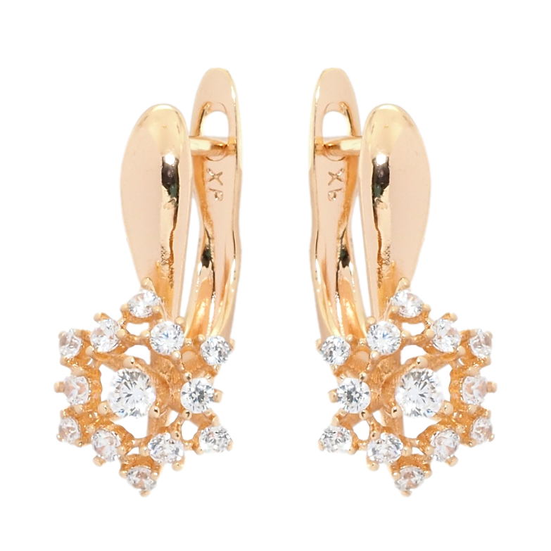 Сережки Xuping M&L Колір 18K англійський замок Сніжинки з цирконієм фото №2