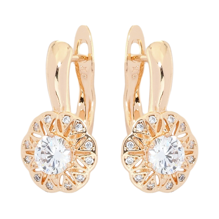 Сережки Xuping M&L Колір 18K англійський замок Квіточки з фіанітами фото №1