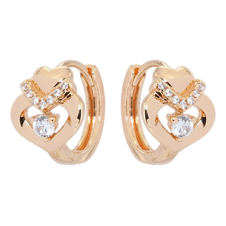 Серьги Xuping M&L Цвет 18K колечки Сердечки с цирконием фото №1