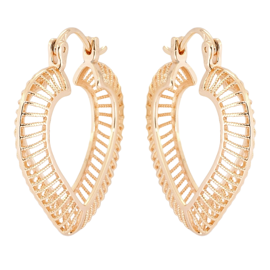 Серьги Xuping M&L Цвет 18K замок-булавка Объёмные резные сердца фото №1