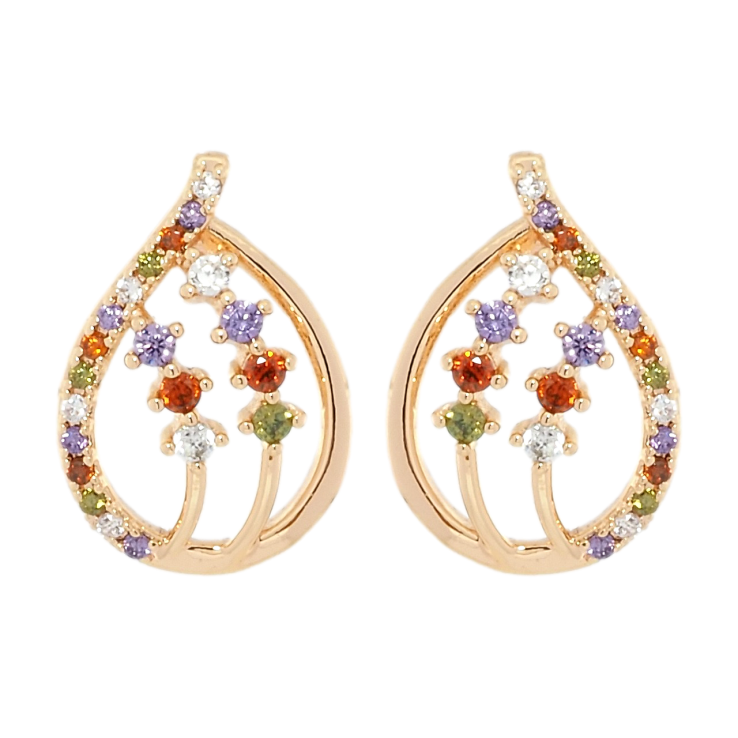 Сережки Xuping M&L Колір 18K пусети Крапельки з кольоровим цирконієм фото №4