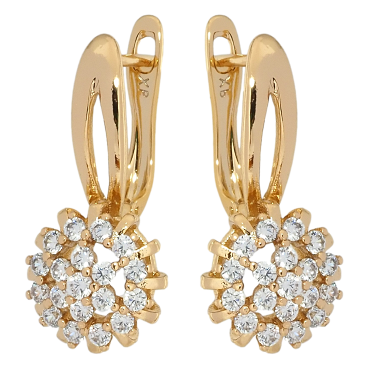 Сережки Xuping Позолота 18K англійський замок Інкрустація цирконієм фото №9