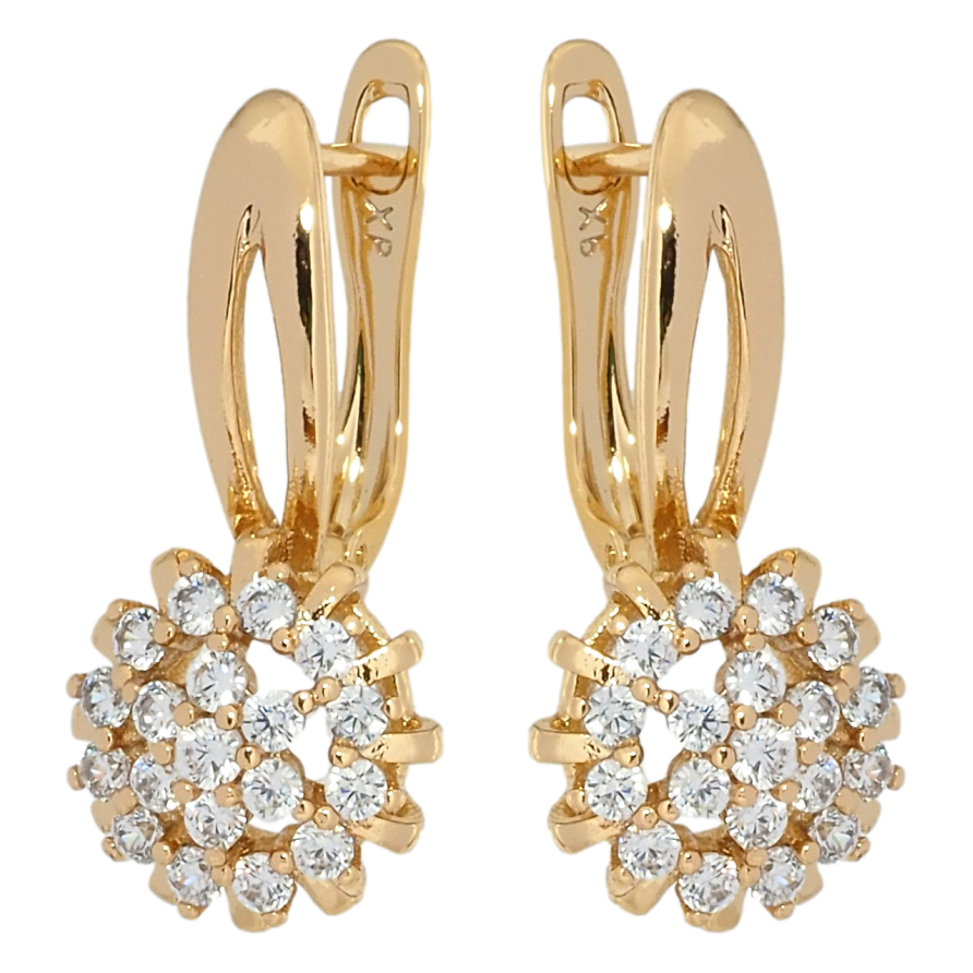 Сережки Xuping Позолота 18K англійський замок Інкрустація цирконієм фото №1