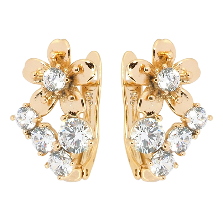 Сережки Xuping Позолота 18K англійський замок Квіточки фото №4 Сережки Xuping Позолота 18K англійський замок Квіточки фото №4