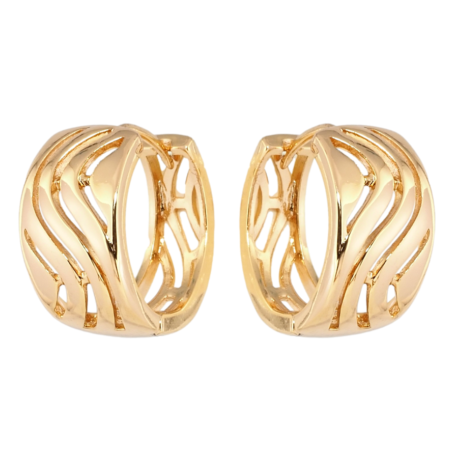 Серьги Xuping Позолота 18K колечки Резной орнамент фото №1