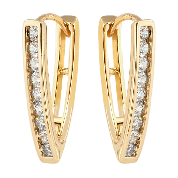 Сережки Xuping Позолота 18K колечка Скоби з доріжками цирконію фото №22