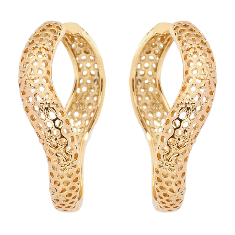 Серьги Xuping Позолота 18K колечки Фигурные с резным узором ø 3.5см фото №1