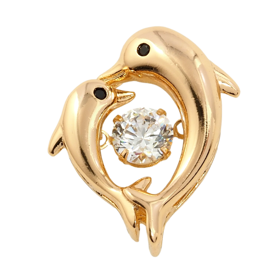 Кулон Xuping Позолота 18K Дельфіни з фіанітом для ланцюжка до 3мм фото №1