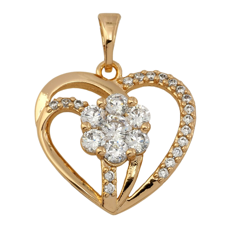 Кулон Xuping Позолота 18K Серце з кристальною квіточкою для ланцюжка до 5мм фото №21