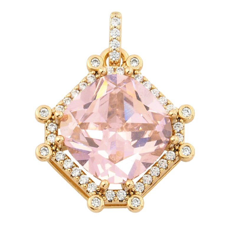 Кулон Xuping Позолота 18K Рожевий фіаніт в обрамленні цирконію для ланцюжка до 3мм фото №1