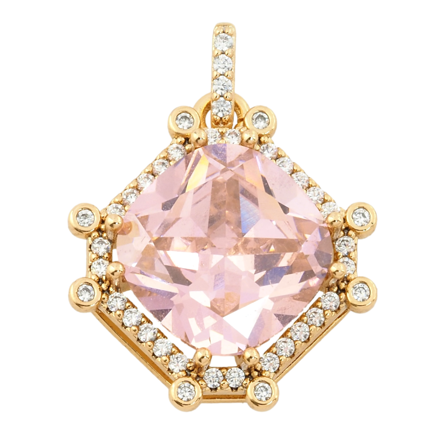 Кулон Xuping Позолота 18K Рожевий фіаніт в обрамленні цирконію для ланцюжка до 3мм фото №1