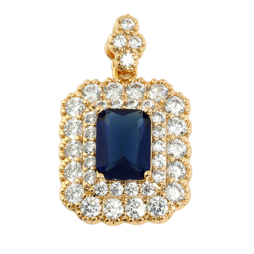 Кулон Xuping Позолота 18K Синій фіаніт в обрамленні цирконію для ланцюжка до 2мм фото №1