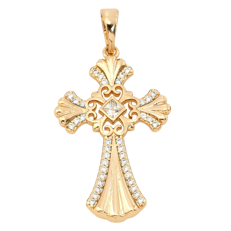 Кулон Xuping Позолота 18K Декоративный Крест с цирконием для цепочки до 5мм фото №3