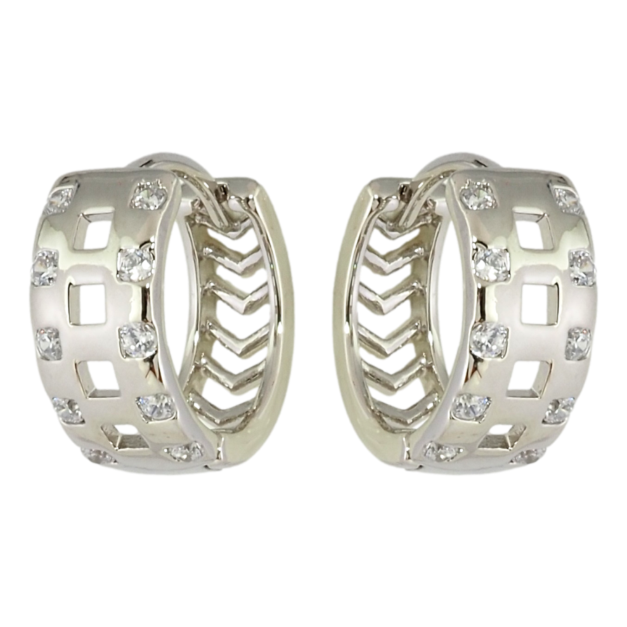 Серьги Xuping Родий колечки Узор с вставками циркония фото №1