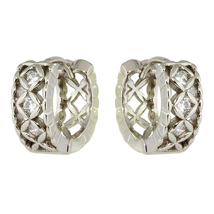 Серьги Xuping Родий колечки Ромбовый узор с цирконием фото №19