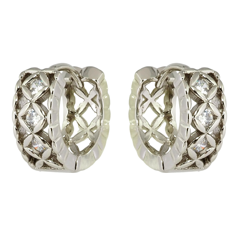 Сережки Xuping Родій колечка Ромбовий візерунок з цирконієм фото №1