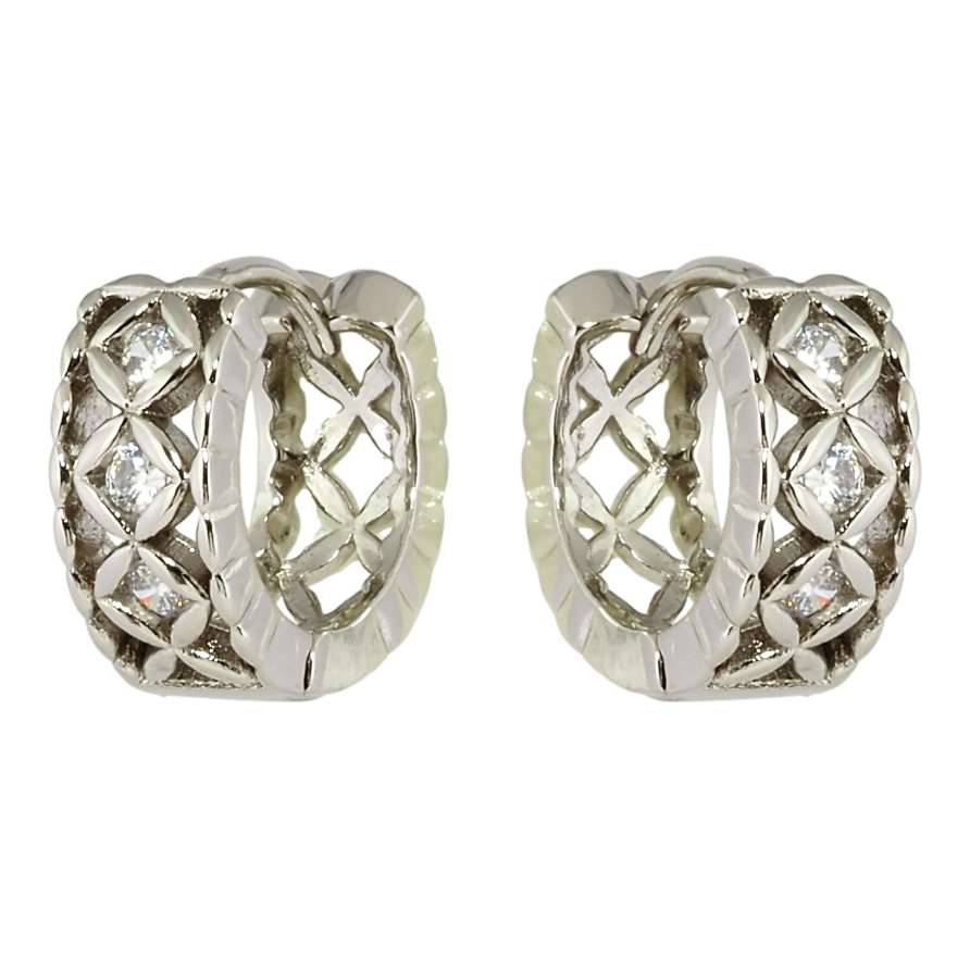 Серьги Xuping Родий колечки Ромбовый узор с цирконием фото №1