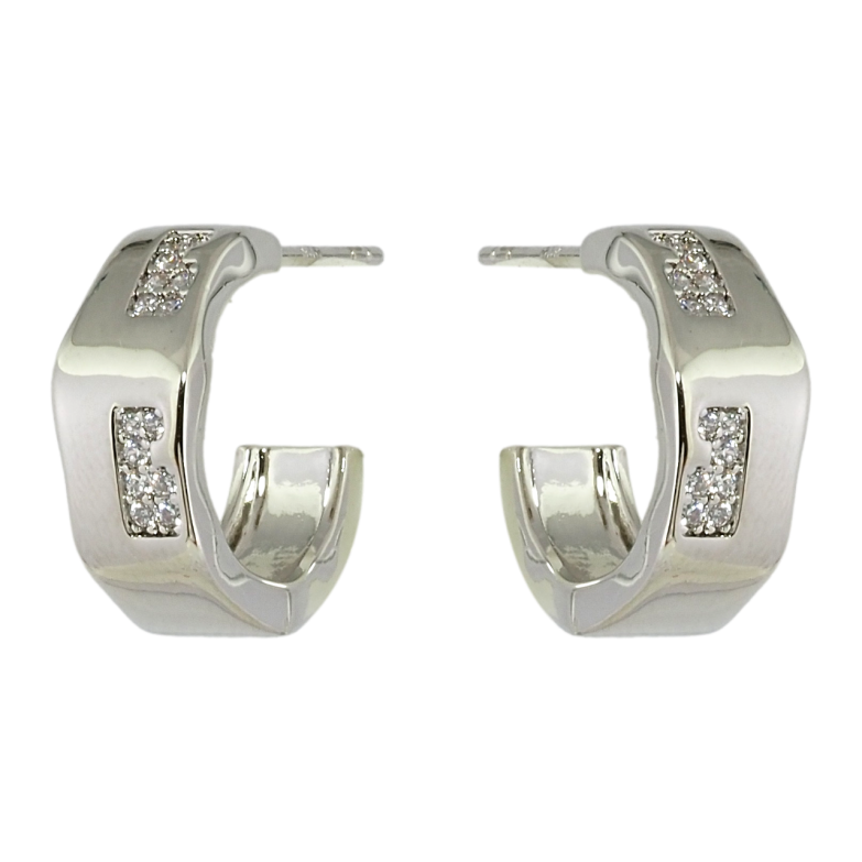 Сережки Xuping Родій пусети Дуги з цирконієм фото №1