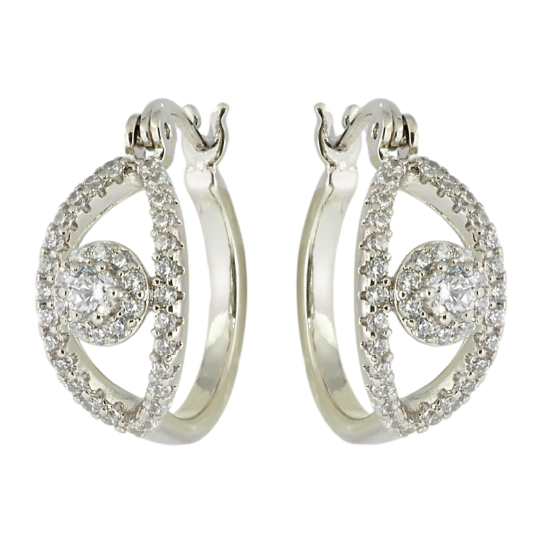 Серьги Xuping Родий замок-булавка Декоративный узор с цирконием ø 2см фото №1