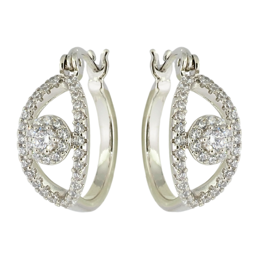 Серьги Xuping Родий замок-булавка Декоративный узор с цирконием ø 2см фото №1