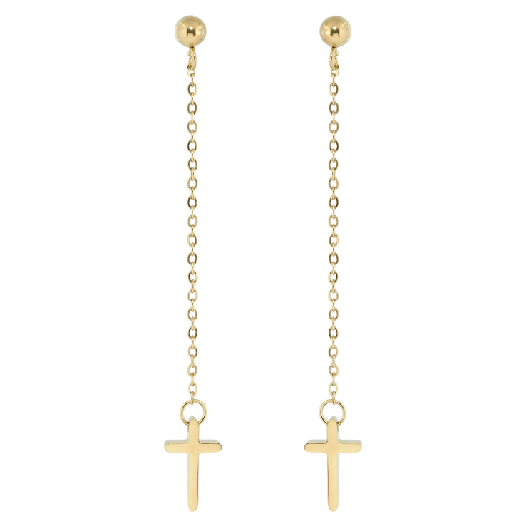 Серьги Xuping TTM Stainless Steel цвет 14K пусеты Крестики на цепочках фото №13