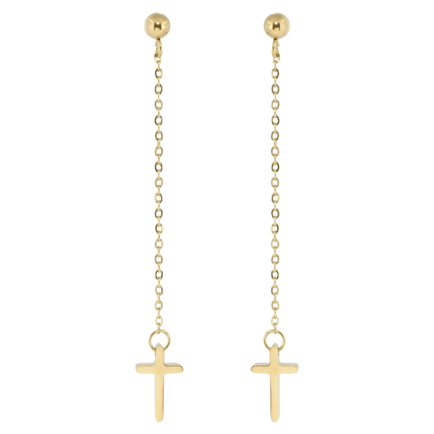 Серьги Xuping TTM Stainless Steel цвет 14K пусеты Крестики на цепочках фото №1