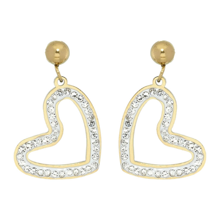 Серьги Xuping TTM Stainless Steel цвет 14K пусеты Сердечки с цирконием фото №22