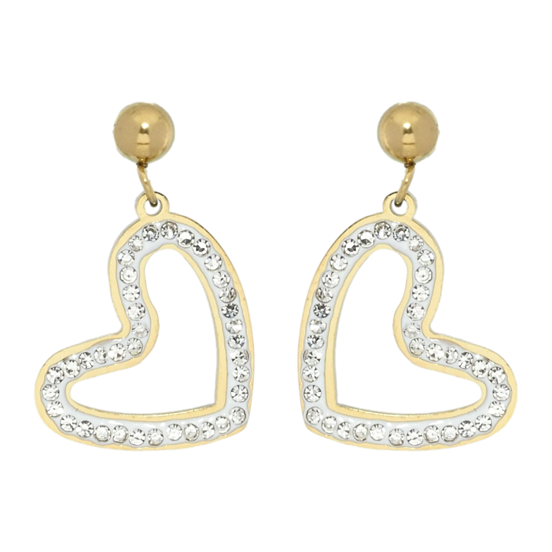 Серьги Xuping TTM Stainless Steel цвет 14K пусеты Сердечки с цирконием фото №1