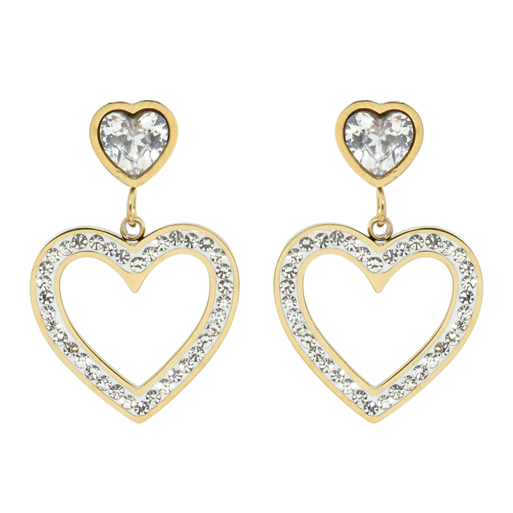 Серьги Xuping TTM Stainless Steel цвет 14K пусеты Сердечки с цирконием фото №23