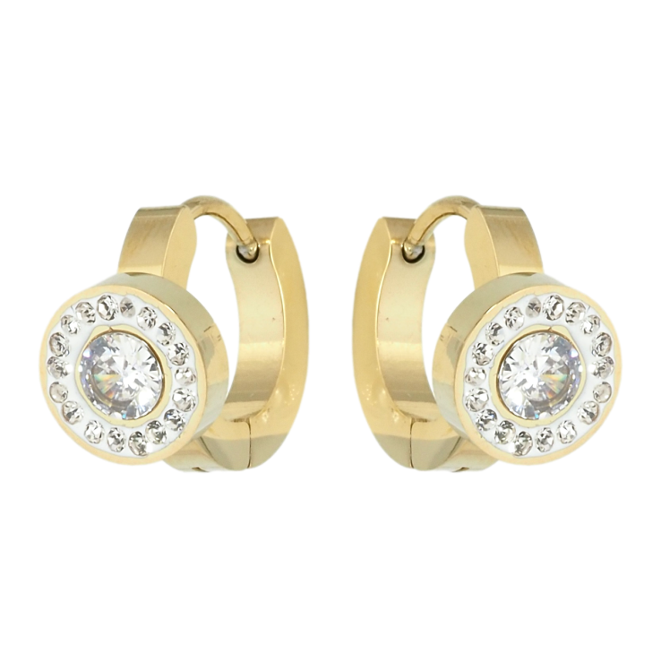 Серьги Xuping TTM Stainless Steel цвет 14K колечки Круги с цирконием фото №9