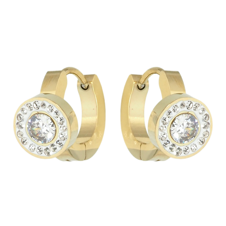 Серьги Xuping TTM Stainless Steel цвет 14K колечки Круги с цирконием фото №1