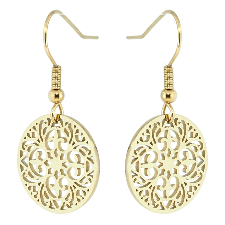 Серьги Xuping TTM Stainless Steel цвет 14K французский замок Резные круги фото №10