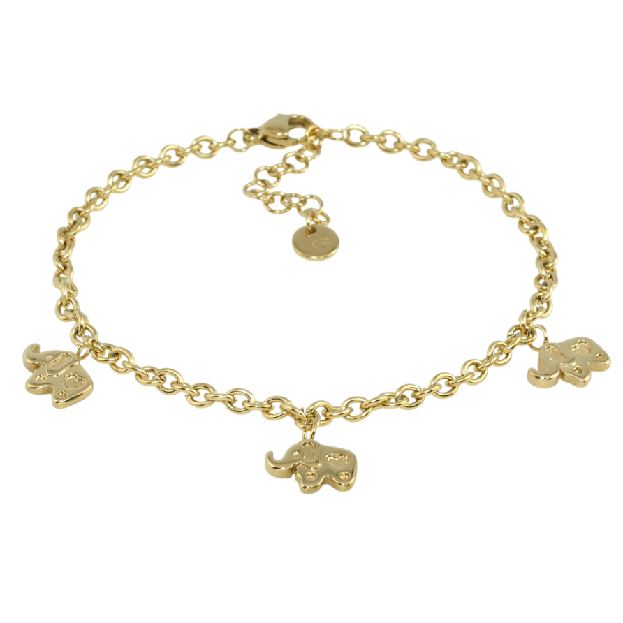 Браслет Xuping ТТМ Stainless Steel колір 14K Ланцюжок з підвісками носоріг довжина з доп.цеп. 18.5-22см х 3мм фото №1