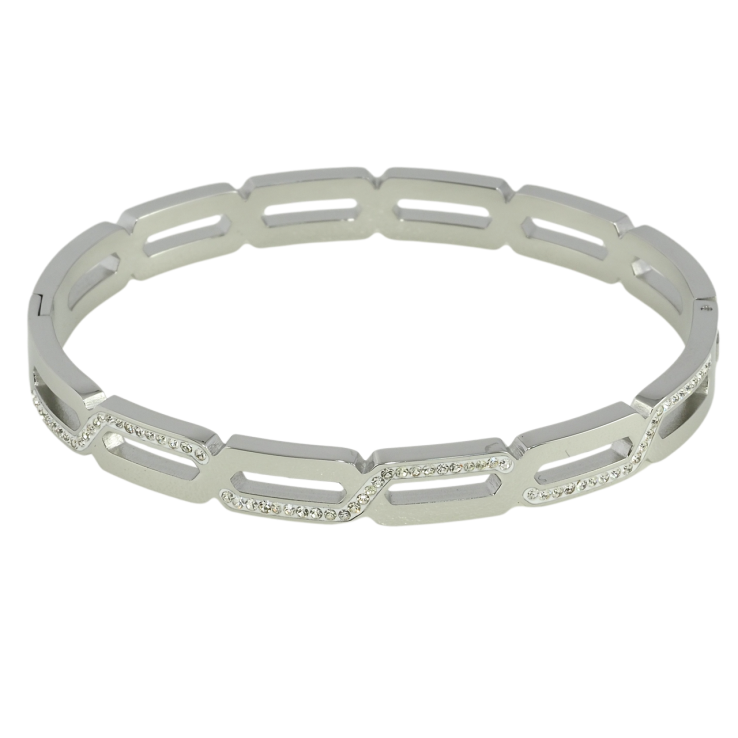 Браслет Xuping ТТМ Stainless Steel колір Родій Декоративний візерунок ø 5.7см фото №7 Браслет Xuping ТТМ Stainless Steel колір Родій Декоративний візерунок ø 5.7см фото №7