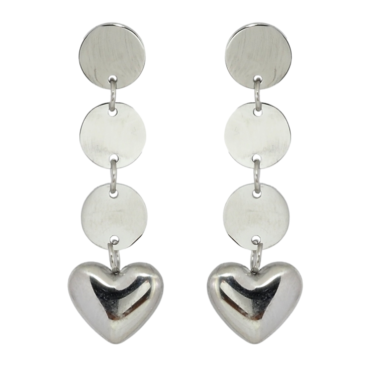 Серьги Xuping TTM Stainless Steel цвет Родий пусеты Подвески с сердечками фото №8