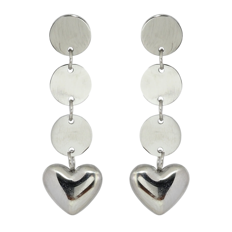 Сережки Xuping TTM Stainless Steel колір Родій пусети Підвіски з сердечками фото №1