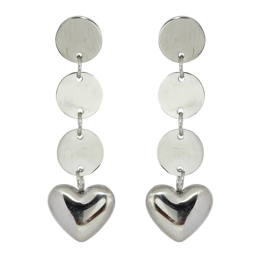 Серьги Xuping TTM Stainless Steel цвет Родий пусеты Подвески с сердечками фото №1