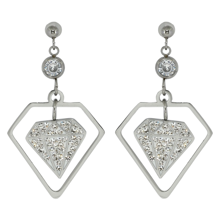 Серьги Xuping TTM Stainless Steel цвет Родий пусеты Подвески узор кристалл фото №5