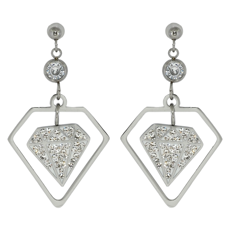 Серьги Xuping TTM Stainless Steel цвет Родий пусеты Подвески узор кристалл фото №1