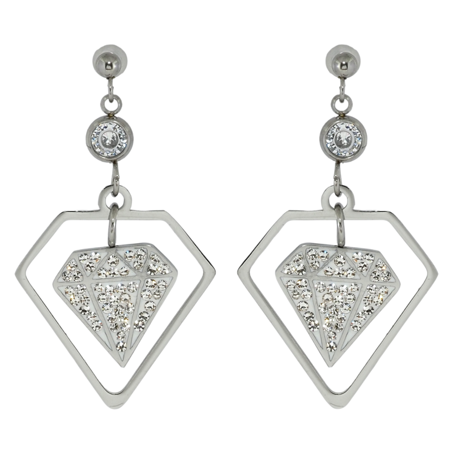 Серьги Xuping TTM Stainless Steel цвет Родий пусеты Подвески узор кристалл фото №1