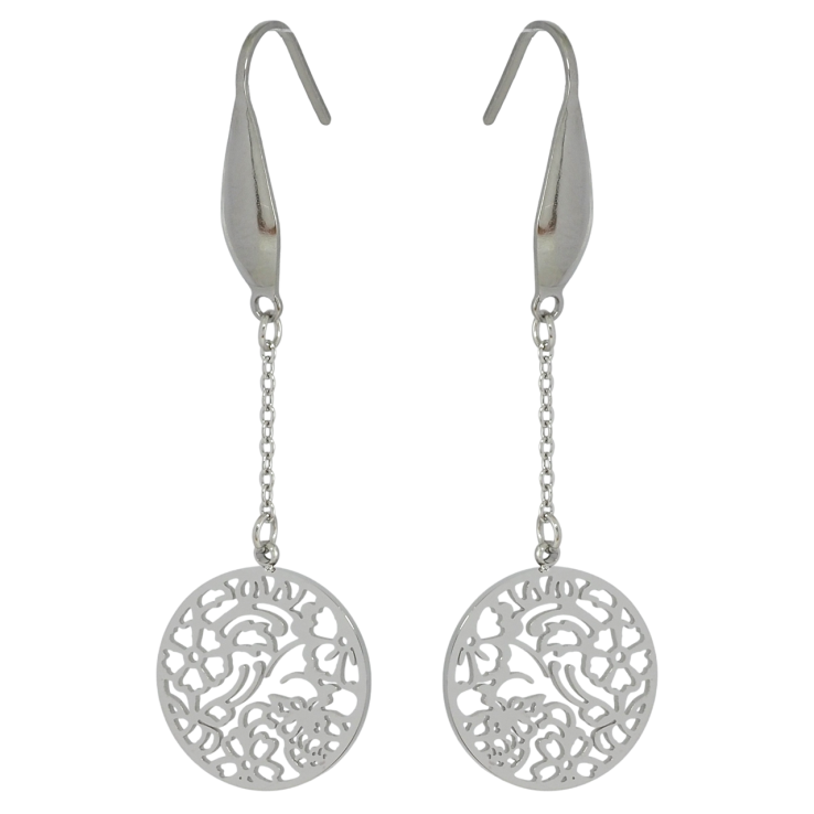 Серьги Xuping TTM Stainless Steel цвет Родий французский замок Подвески резные круги фото №16