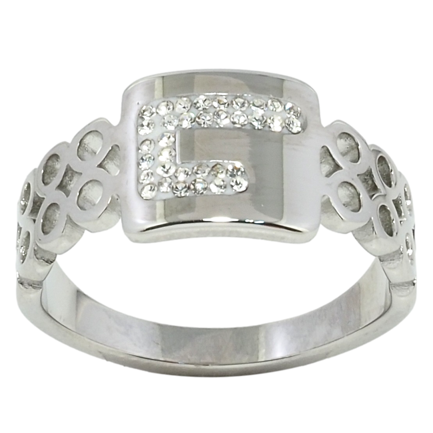 Каблучка Xuping TTM Stainless Steel Колір Родій Візерунок з цирконієм фото №1