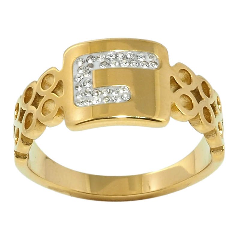 Каблучка Xuping TTM Stainless Steel Колір Родій Візерунок з цирконієм фото №1