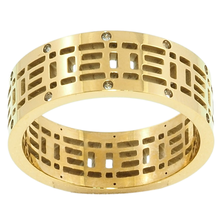 Каблучка Xuping TTM Stainless Steel Колір 14К Різьблений візерунок із вставками цирконію фото №18